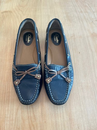 Mocassini mocassini Clarks Artisan blu in pelle slip on slides donna 7 5