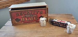 Vtg Antique RECKITT'S Paris Laundry BLUE Small Box & 1 Unused Product In EUC - Picture 1 of 17