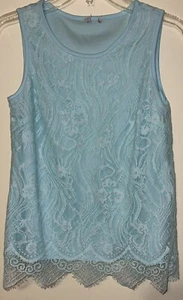 Cato C Est 1946 eisblaues Damen-Tanktop mit Spitzenüberzug gefüttert Größe Small - Bild 1 von 7