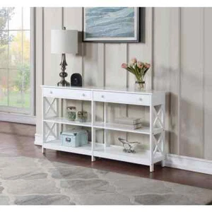 Oxford 60 in. White Standard Height Rectangle Wood Console Table with 2 Drawers - Picture 1 of 5