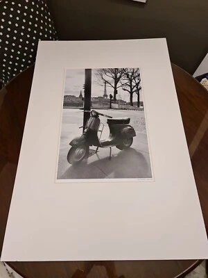 Altes IKEA Poster Bild + Passepartout ca. 91x61 cm schwarz weiß Vespa Eiffelturm - Bild 1 von 4