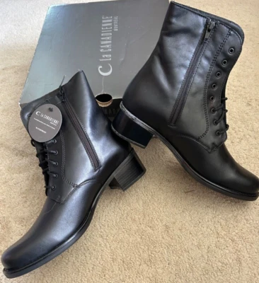 NUEVO EN CAJA - BOTAS CON CORDONES LA CANADIENNE PALMINA, COLOR NEGRO, TALLA 9,5 M Foto 1 de 4