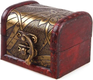 Caja joyero de madera hecha a mano con cerradura de tesoro de joyería vintage pequeña - Imagen 1 de 12