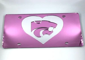Kansas State Wildcats NCAA / verspiegeltes lasergeschnittenes Nummernschild / Damen rosa - Bild 1 von 4