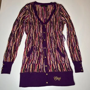 COOGI Damen Long Strickjacke Pullover Lila Mehrfarbig Strick Gr. 1X Baumwollmischung - Bild 1 von 13