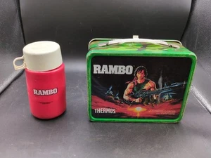 RAMBO Vintage Thermos 1985 Metal Lunch Box w/ Thermos — Sylvester Stallone - Picture 1 of 2
