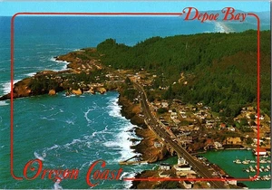 Aerial View Depoe Bay Oregon Coast Continental Chrome Postcard - Picture 1 of 2