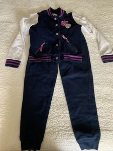 Girls Outfit Set 2 Piece Navy Athletic Pants & Jacket Size 7/8 - Picture 1 of 11