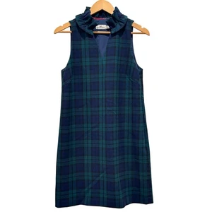 Vestido Vineyard Vines Talla 4 Azul Verde Cuadros Vacaciones Volantes Cuello Sin Mangas - Imagen 1 de 7