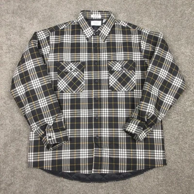 Vintage Sears Shirt Mens XL Black Plaid Perma Prest Quilted Flannel Made In USA - Image 1 of 4
