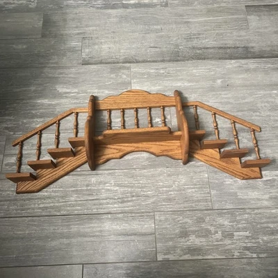 (#730R)  Wood Wall Mount Stair Shelves Spindles 4 Steps  - One Piece - Image 1 of 4