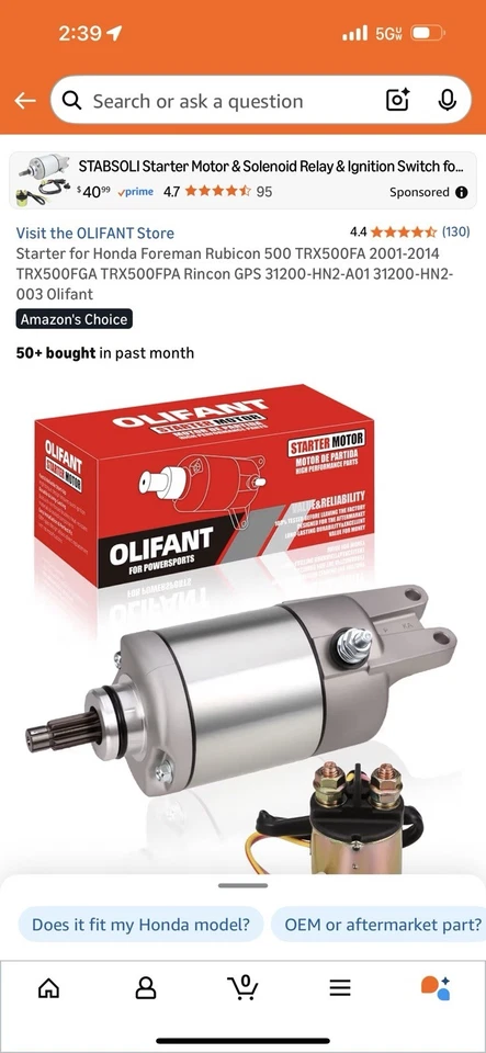 Honda Rubicon Foreman Starter - Image 1 of 1