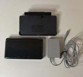 Nintendo 3DS Console Black Edition With Cradle And Charger TESTED/RESET