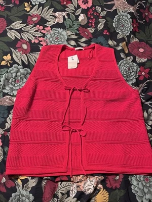 TU Red Knitted Tie Vest/cardigan Size 18 Brand New Rrp £22.50 - Image 1 of 3