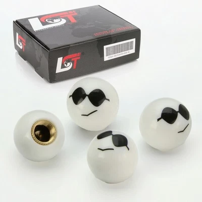 4x Tapas de válvula Aluminio Neumáticos Válvula Emoji Smiley Cool Blanco para BMW X4 X5 X6 Foto 1 de 3