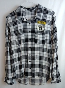 New Look Damen schwarz-weiß kariertes Langarm Oberteil mit Knopfleiste Gr. XL - Bild 1 von 4