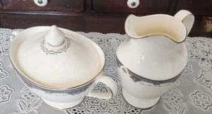 VINTAGE Royal Doulton Bone China Albany Creamer & Sugar Bowl H5121, England - Picture 1 of 10