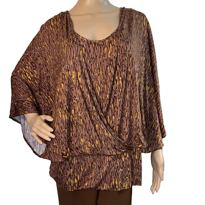 QVC Flowy Leopard Layered Tank & Cardigan Cape Jersey All Seasons Luxury - Image 1 of 4