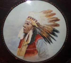 1900-1920's NATIVE AMERICAN INDIAN CHIEF L. G.  BOLLIN ? ARTIST WATERCOLOR ART - Picture 1 of 18
