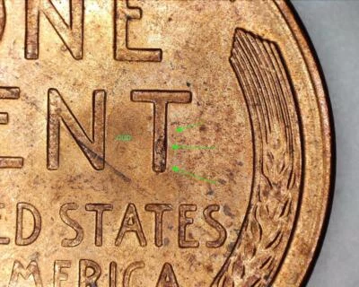 1954 SAN FRANCISCO,CUD ON "T" IN CENT + 2 SMALL CUDS ON LEFT WHEAT STALK LUSTER - Image 1 of 4