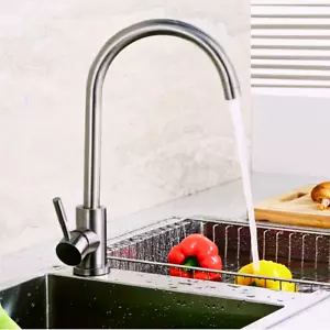 Modern Kitchen Sink Mixer Taps Swivel Spout Single Lever Tap Mono Chrome Faucet - Picture 1 of 5