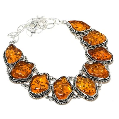 Baltic Amber Gemstone Handmade 925 Sterling Silver Bohemian Jewelry Necklace - Image 1 of 4