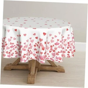 Valentine's Day Tablecloth 70×70 Inch Round Love Hearts 70×70",Round Pink - Picture 1 of 7