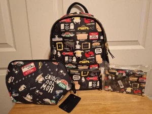 FRIENDS TV Show schwarz Allover Print Rucksack, Kosmetiktasche & Geldbörse Set NEU - Bild 1 von 4
