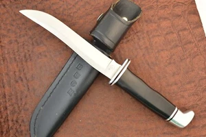 BUCK 105 MADE IN USA BLACK FIXED BLADE HUNTING FIGHTING KNIFE NICE (20704) - Picture 1 of 5