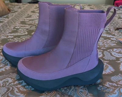 The North Face Knit Platform Leather Boots Pink Purple Women’s Size 6.5 - Image 1 of 4