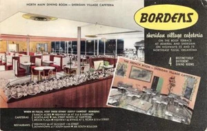 Postal de carretera BORDENS CAFETERÍA Sheridan Village Tulsa, Oklahoma Ruta 66 - Imagen 1 de 2