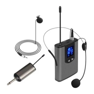 Wireless Headset Microphone/Lavalier Lapel Mic with Bodypack Transmitter - Picture 1 of 6