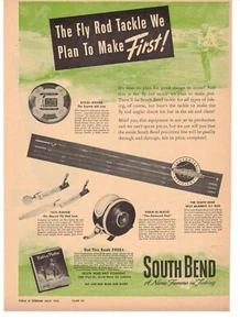 Anuncio impreso de pesca con mosca South Bend original vintage South Bend Indiana 1945 - Imagen 1 de 1