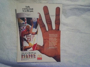 1994 MICHAEL JORDAN McDONALDS NBA MVP PLASTIC CUPS *Ad Print Only, chicago bulls - Picture 1 of 1