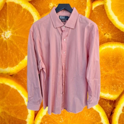 Camisa Polo Ralph Lauren Estate Abotonada Rosa Blanca Rayas Talla 17 Foto 1 de 4