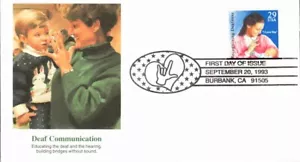 FLEETWOOD - DEAF COMMUNICATION SEP 30 1993 BURBANK CA FIRST DAY COVER (FDC) BX8 - Picture 1 of 2
