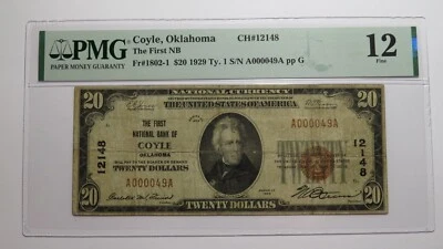 $20 1929 Coyle Oklahoma OK National Currency Bank Note Bill! Ch. #12148 F12 PMG - Image 1 of 4
