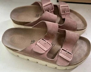 Papillio by BIRKENSTOCK Arizona Chunky Pink EU 40 US 9 Warm Sand Suede Platform - Picture 1 of 5