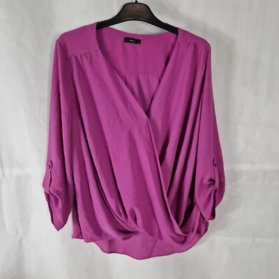 Ladies Top Size 12 M&CO Fucshia Blouse Chiffon Party Evening  - Image 1 of 4