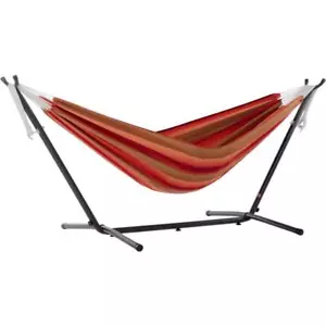 Vivere Fabric Hammocks 9' Portable Sunbrella Classic Metal w/ Stand in Sunset - Picture 1 of 5