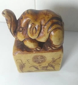 Chinesischer Shoushan handgeschnitzter Elefant Steinfigur - Bild 1 von 11