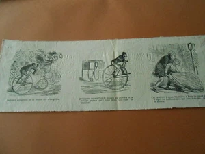Caricature 1868 - Les Vélocipèdes à la palce des chevaux - Imagen 1 de 1