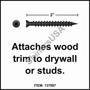 (2000) Black Drywall Sharp Point Screw 8 x 3 Square Drive Trim Head #137997 - Picture 1 of 1