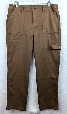 Kut From The Kloth sz 14 Pants Cargo ankle straight leg stretchy brown 1688 - Image 1 of 4