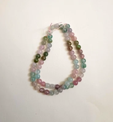 MULTI-COLOR TOURMALINE 6MM ROUND  BEADS - 15.75" Strand - 2685E - Image 1 of 3