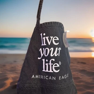 American Eagle темно синий джинсовой ткани сумка с короткими ручками сумочка 13 x 12 x 3 ручки 20» - Изображение 1 из 4