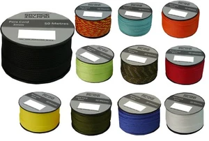 Army Military 50m Paracord Reel 3mm Basha Tent Bivi Camping Guy Rope Para Cord - Picture 1 of 12