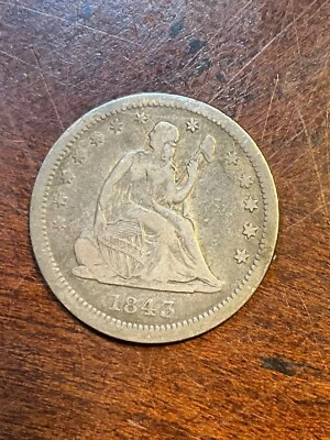 Cuarto sentado 1843 O bonito original fecha escasa en muy buen estado Foto 1 de 2