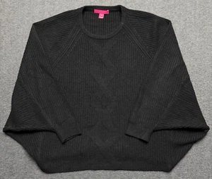 Lilly Pulitzer Arienza Sweater Womens Medium Black Cable Knit Batwing Top 011928 - Picture 1 of 11