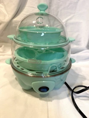 DASH Deluxe Rapid Electric 12 Egg Cooker - Aqua Tested Working! - Image 1 of 4